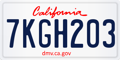 CA license plate 7KGH203