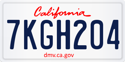 CA license plate 7KGH204