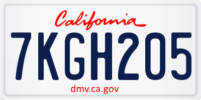 CA license plate 7KGH205