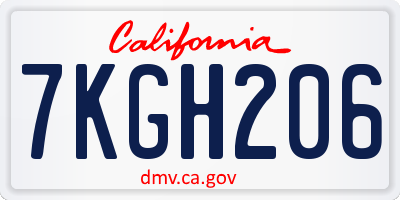 CA license plate 7KGH206