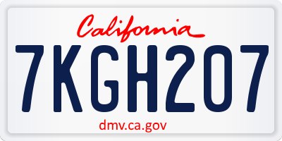 CA license plate 7KGH207