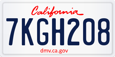 CA license plate 7KGH208
