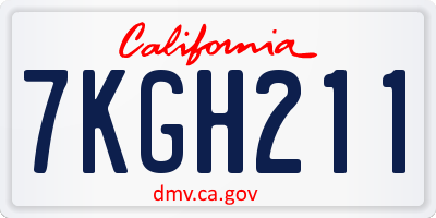 CA license plate 7KGH211