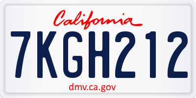 CA license plate 7KGH212