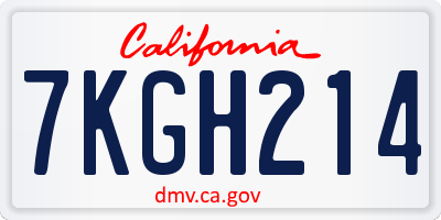 CA license plate 7KGH214