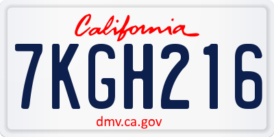 CA license plate 7KGH216