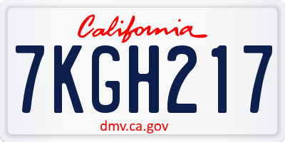 CA license plate 7KGH217