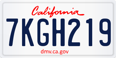 CA license plate 7KGH219
