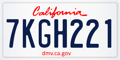 CA license plate 7KGH221