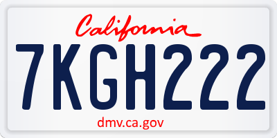 CA license plate 7KGH222