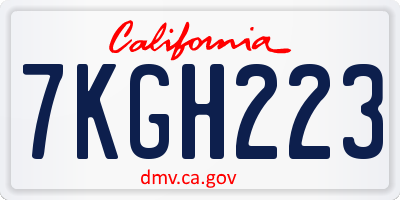 CA license plate 7KGH223