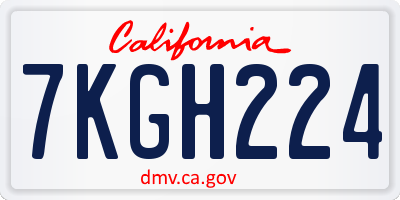 CA license plate 7KGH224
