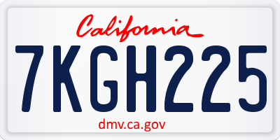 CA license plate 7KGH225