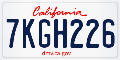 CA license plate 7KGH226