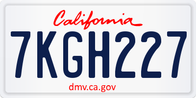 CA license plate 7KGH227
