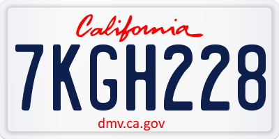 CA license plate 7KGH228