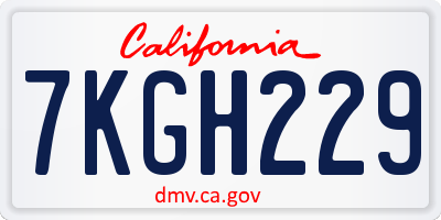 CA license plate 7KGH229