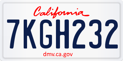 CA license plate 7KGH232
