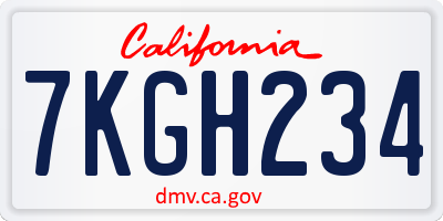 CA license plate 7KGH234