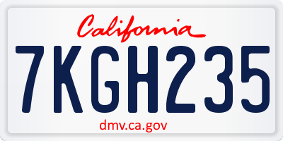 CA license plate 7KGH235
