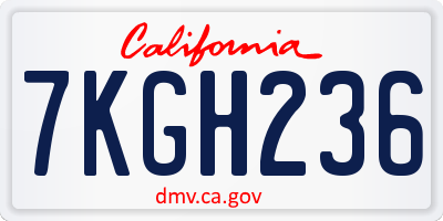 CA license plate 7KGH236
