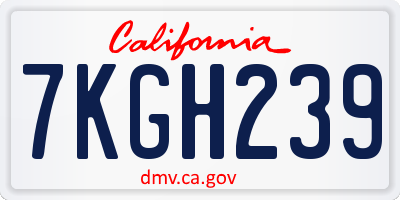 CA license plate 7KGH239