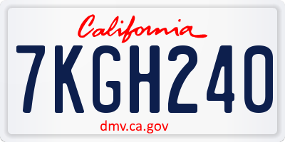 CA license plate 7KGH240