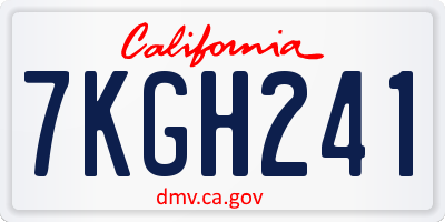 CA license plate 7KGH241
