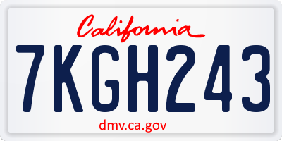 CA license plate 7KGH243