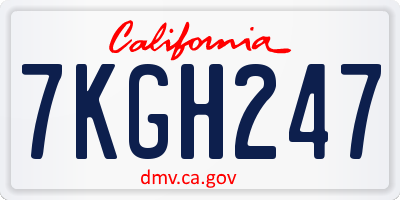 CA license plate 7KGH247