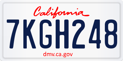 CA license plate 7KGH248