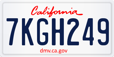 CA license plate 7KGH249