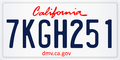 CA license plate 7KGH251