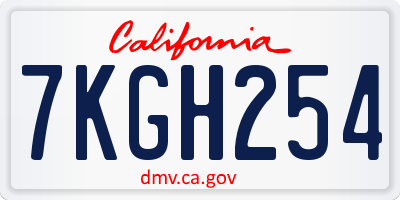 CA license plate 7KGH254