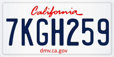 CA license plate 7KGH259