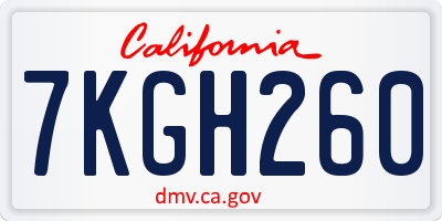 CA license plate 7KGH260