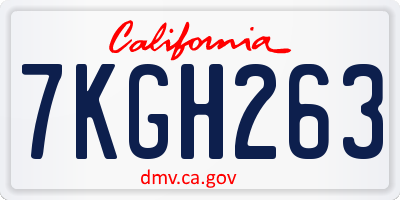 CA license plate 7KGH263