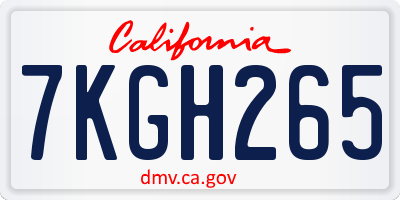 CA license plate 7KGH265