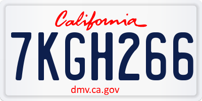 CA license plate 7KGH266