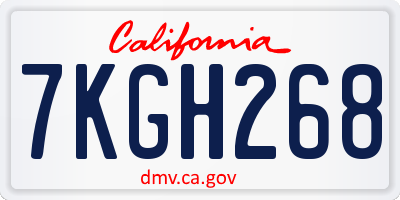 CA license plate 7KGH268