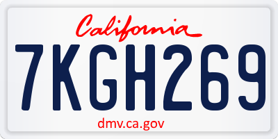 CA license plate 7KGH269