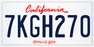 CA license plate 7KGH270