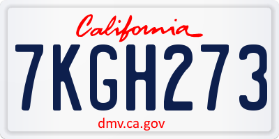 CA license plate 7KGH273