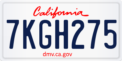 CA license plate 7KGH275