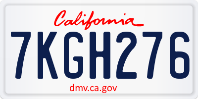 CA license plate 7KGH276