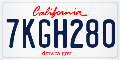 CA license plate 7KGH280