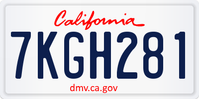 CA license plate 7KGH281