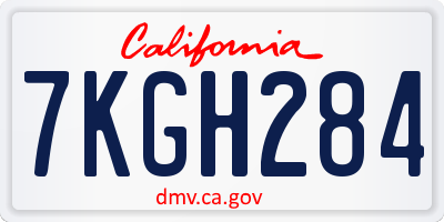 CA license plate 7KGH284