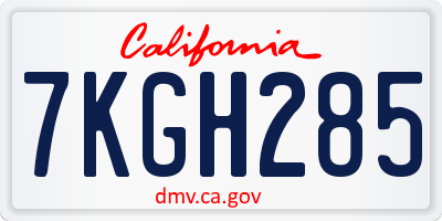CA license plate 7KGH285