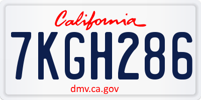 CA license plate 7KGH286